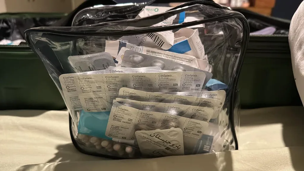 a transparent bag filled with medicine