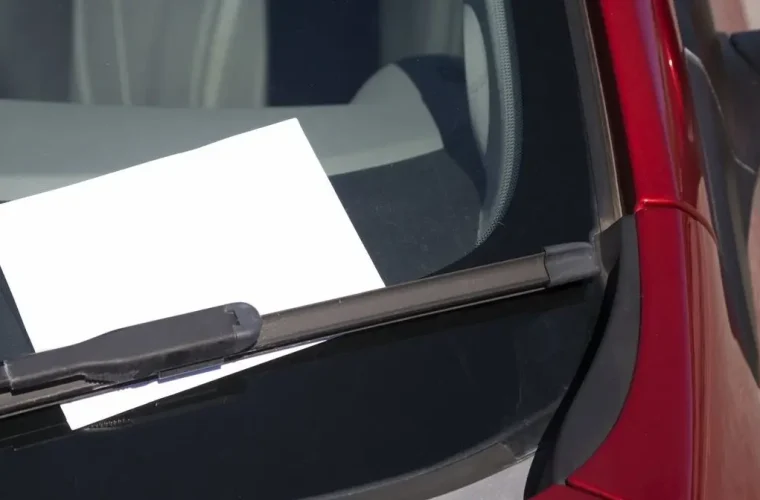 white note left in the windshield of a car