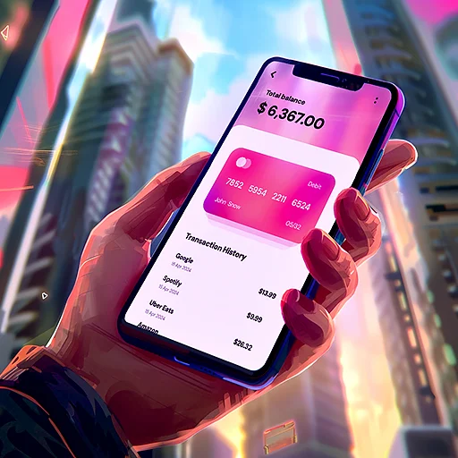 bank transaction history on the phone screen